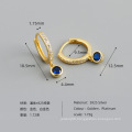2021 NEW 925 Sterling Silver minimalist blue turquoise purple black cz diamond round shape samll hoop Earrings